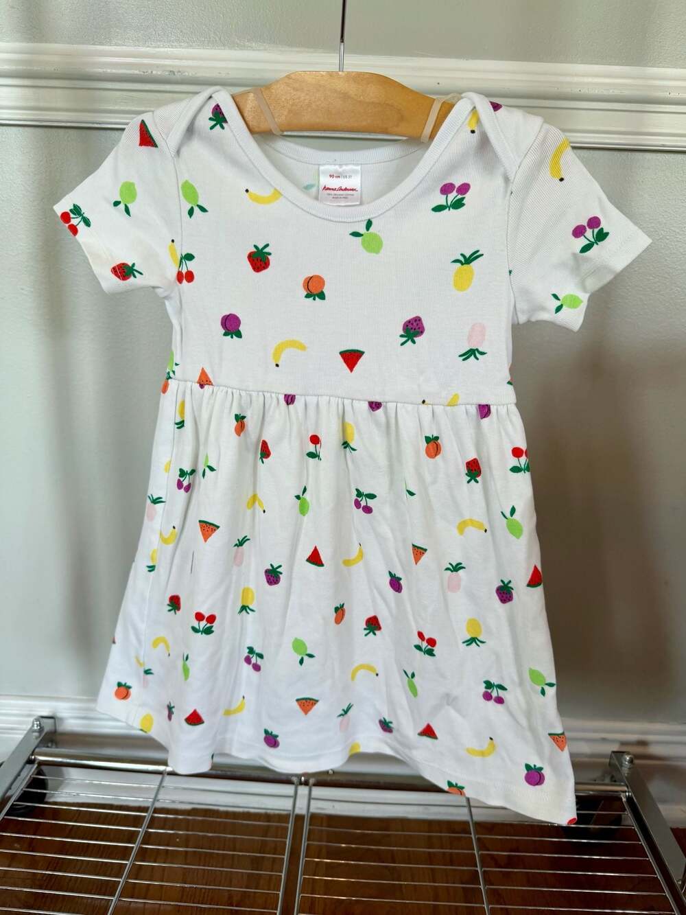 Hanna Andersson Girls Size 90/3T Organic Cotton Fruit Print Short Sleeve Dress